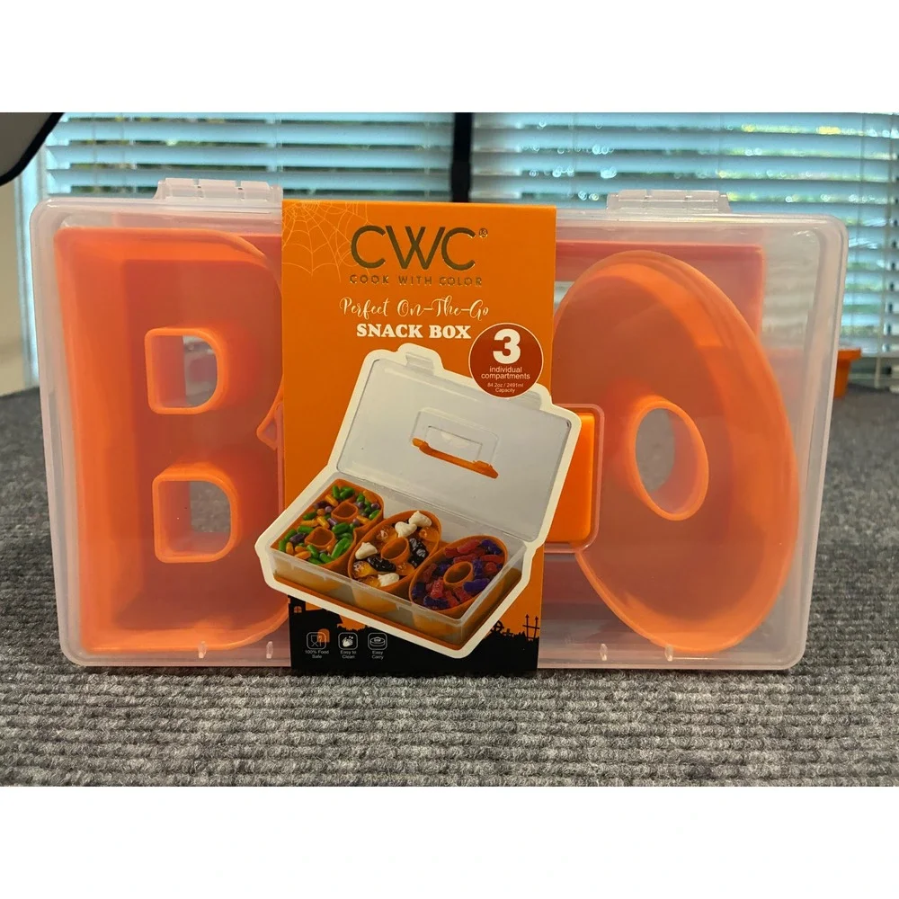 Cook With Color Halloween BOO Snack Box Divided Serving Tray Party Work Orange